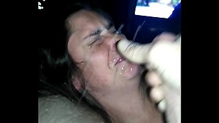 Wife getting a very huge facial cumshot. And didn't like it.