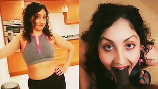Big ass step girl in yoga pants gets massive cumshot after the gym